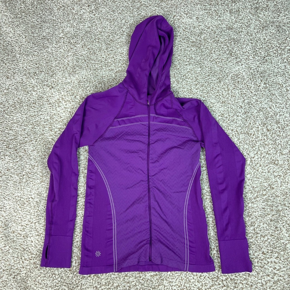 Athleta Jacket Womens XL Purple Full Zip Activewear Seamless Coat Hoodie Gym